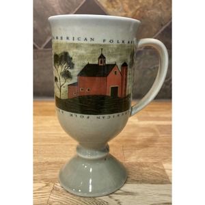Otagiri Warren Kimble American Folk Art Pedestal Mug, Red Barn